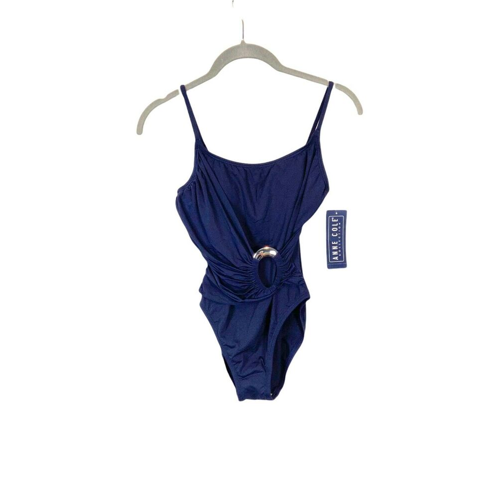 Anne Cole Swimsuit Womens Size 8 Navy Blue Adjustable One Piece MSRP 118 New